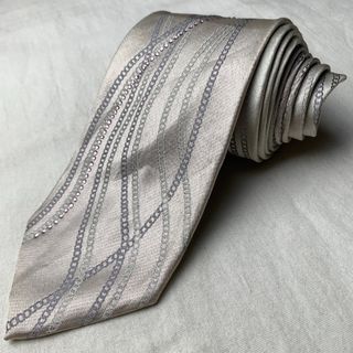 Silver White Embellished Necktie