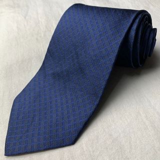 Solid Blue Checkered Necktie