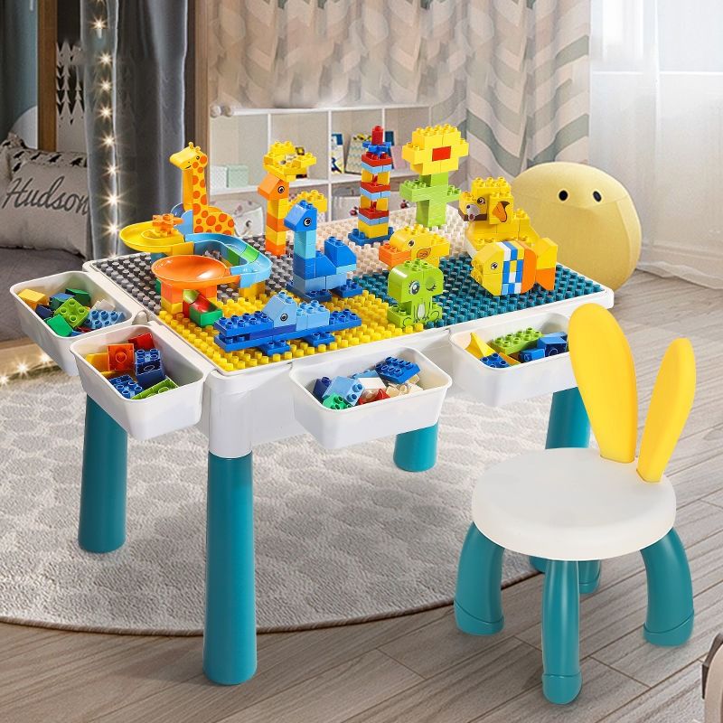 Table For Kids With Chair And 266 Building Blocks 2 Storage Box, Babies ...