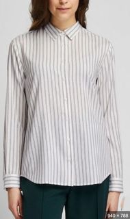 UNIQLO U Striped Stand Collar Long Sleeve Shirt