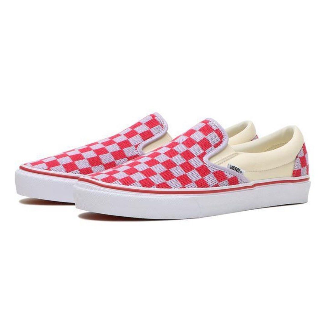 VANS Off The Wall Purple Red Checkered Slip Ons 23CM Women s Fashion Footwear Sneakers on Carousell