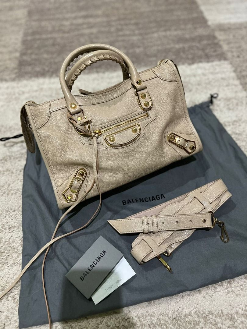 VGC Balenciaga small city edge beige praline ghw 2021 complete set rec store Barang Mewah Tas Dompet di Carousell