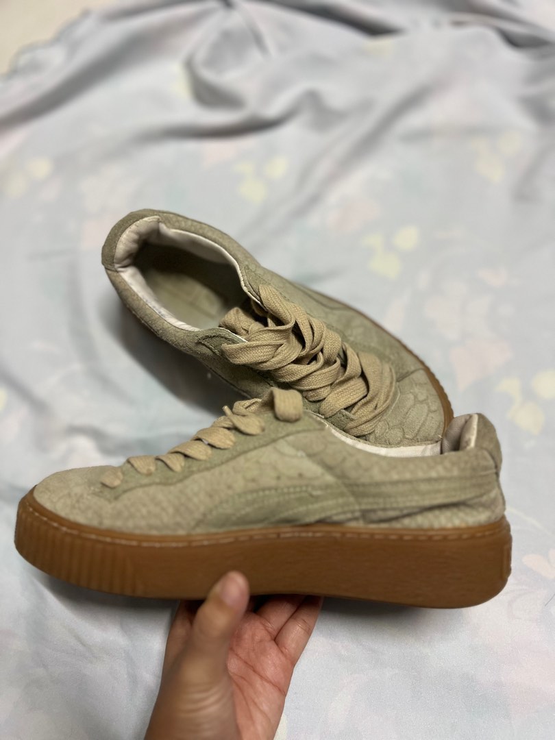 WOMENS PUMA PLATFORM RIHANNA CREEPER EXOTIC SKIN VACHETTA GOLD SNEAKER Men s Fashion Footwear Sneakers on Carousell
