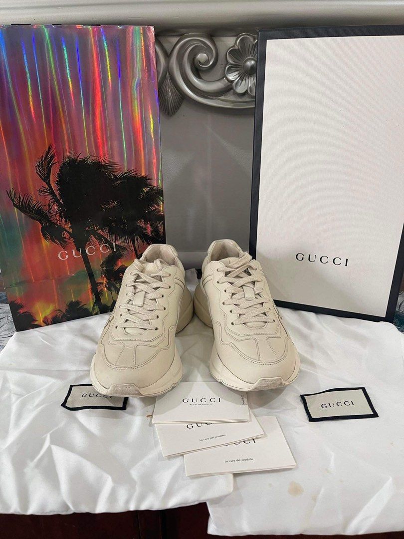 Women s Rhyton Gucci Logo Leather Sneaker