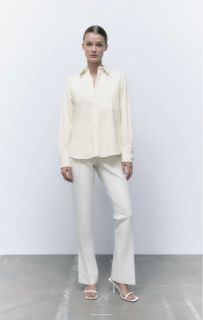 ZARA Fine Corduroy Shirt in Oyster White
