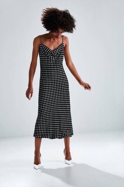Zara polka dot cowl neck dress cheap