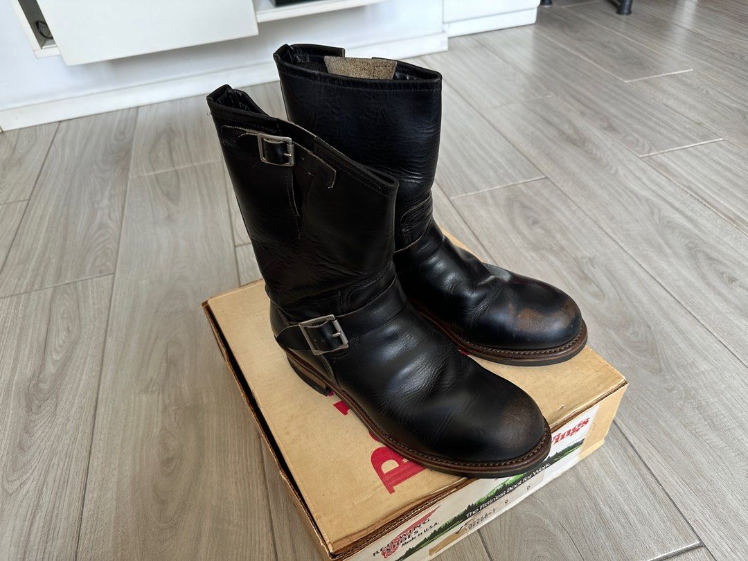 90s 原版red wing 2268 pt91 茶芯ENGINEER BOOTS 絕版原裝盒, 男裝, 鞋 