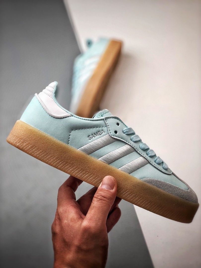 adidas gazelle silver green womens Adidas SAMBA W ALMOST BLUE/CLOUD WHITE/SILVER METALLIC