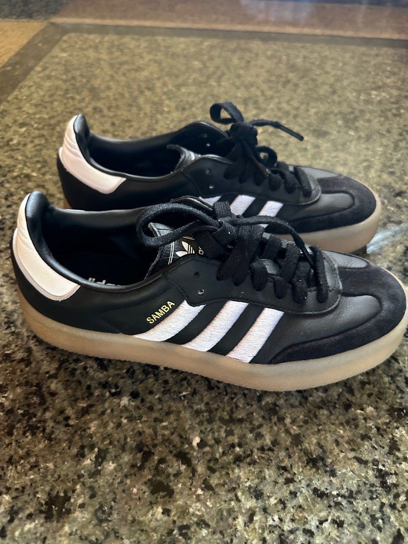 Adidas Sambae Black with silver stripes Women s Fashion Footwear Sneakers on Carousell