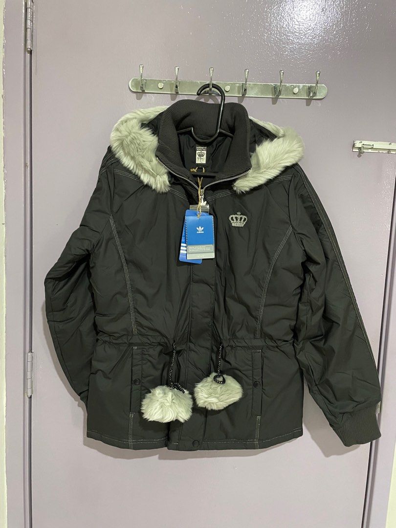 Authentic Adidas Missy Elliot Women Padded Jacket with Fur Hood 
