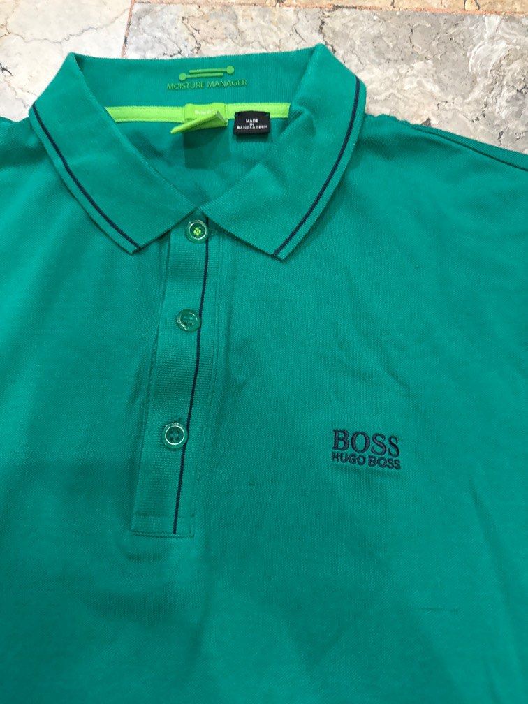 Authentic Hugo Boss Polo shirt (Category: Tshirts & Polo Shirts ) located in Quezon City. Submitted by dikonaneed (Listing ID 1306626091, Image 2). Description: Used once Size L slim fit 28 x 21” still has the extra button on tag.