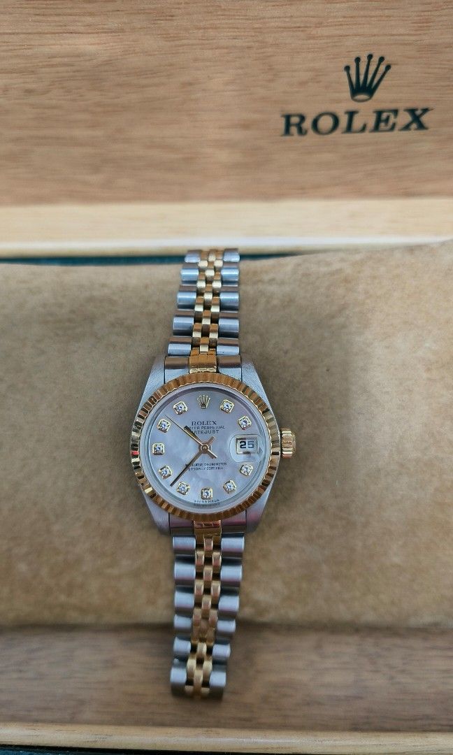 Authentic Swiss Made Rolex Oyster Perpectual Datejust Gold Ladies Watch Model 79173
