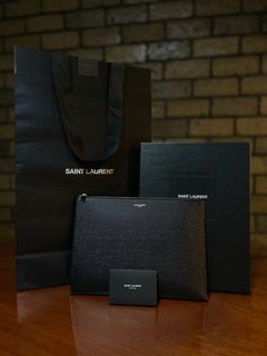 Authentic SAINT LAURENT CALF BLACK Clutch Bag