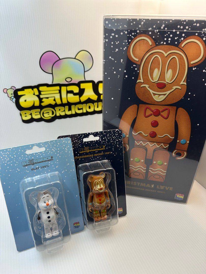Bearbrick Christmas Gingerbread Mickey 100% & 400% + Olaf 100 