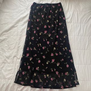 beautiful floral black maxi skirt