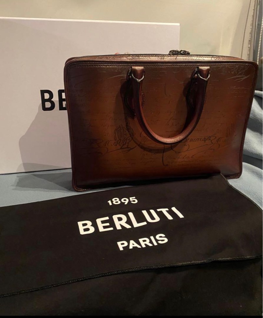 定価59,4万 痒い Berluti Un Jour Small Scritto Leather Briefcase  