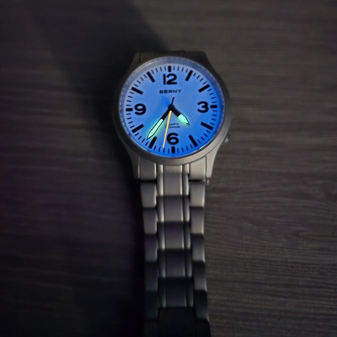 BERNY Full Titanium Watches for Men VH31 Lightweight Sports Quartz
