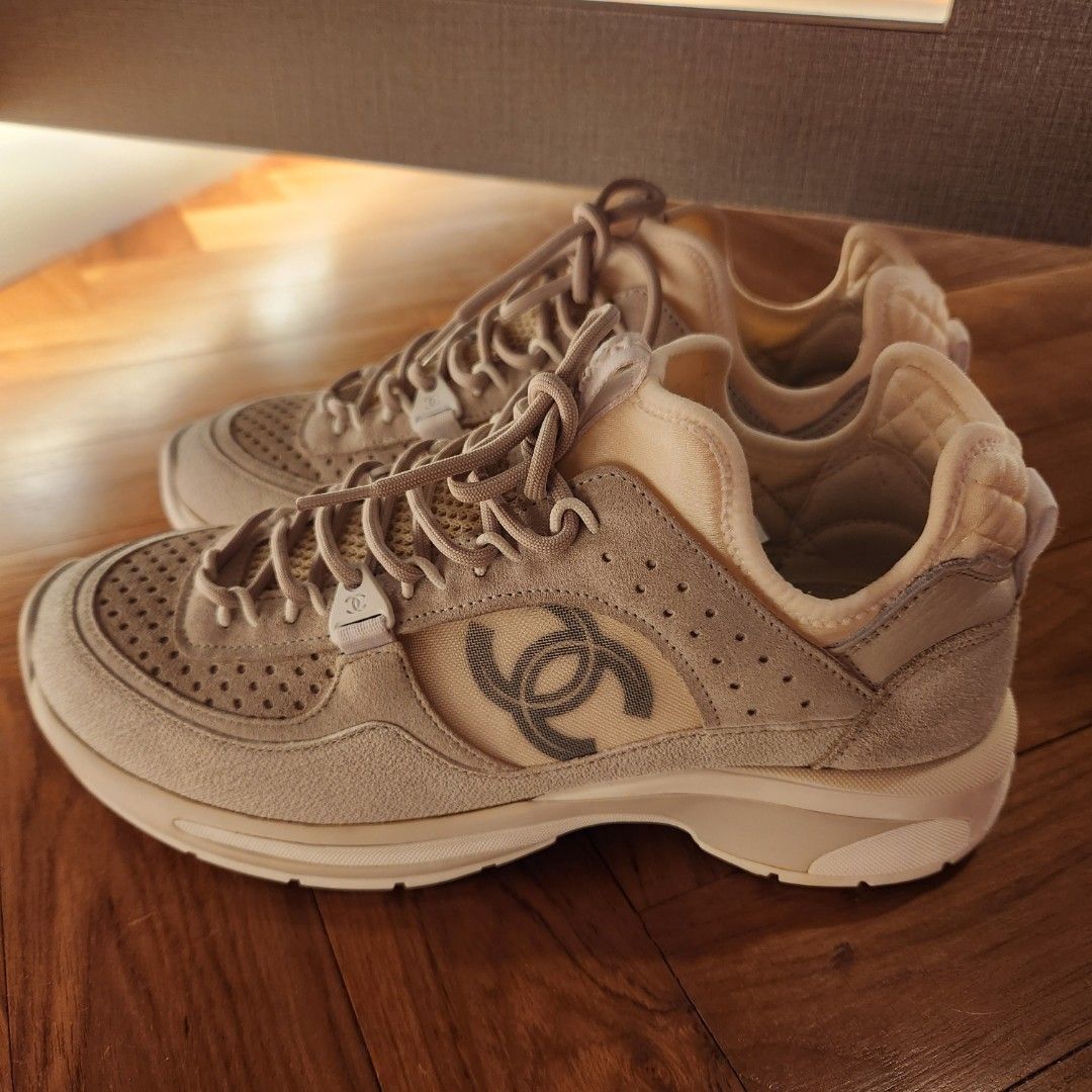 Chanel 2023 Beige Cream Sneakers Mesh Trainers