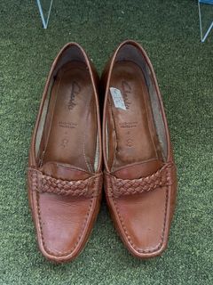 Clarks Tan Leather Loafer Shoes sz 6-6.5