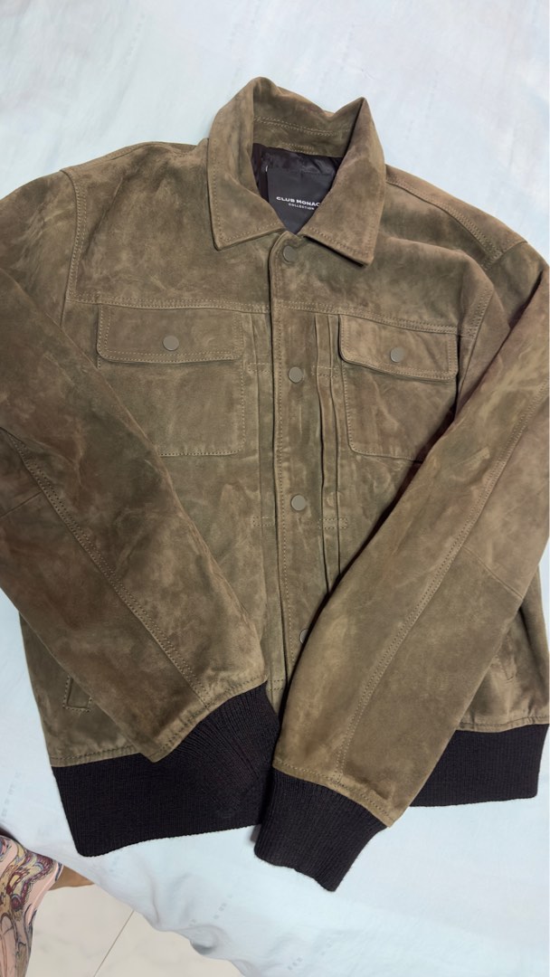Club monaco suede trucker jacket discount