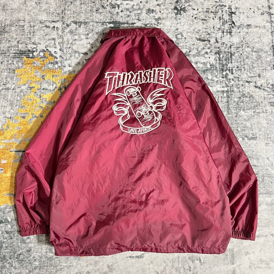 Thrasher Coach Jacket With Hoodie Pink Thrasher Windbreaker Coach