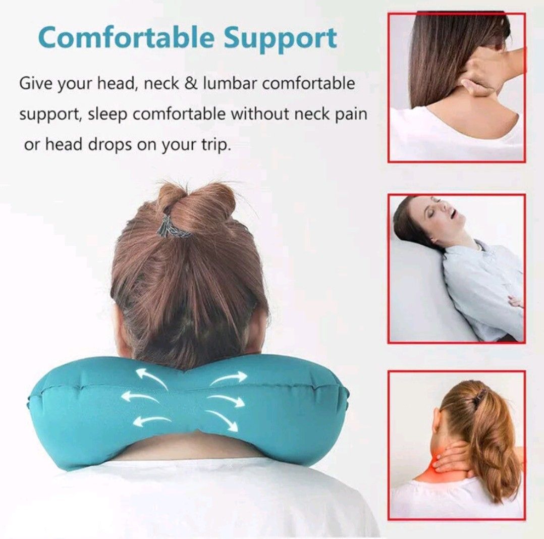 Foldable Inflatable Travel Air Pillow UShaped Neck Cushion Travel Neck