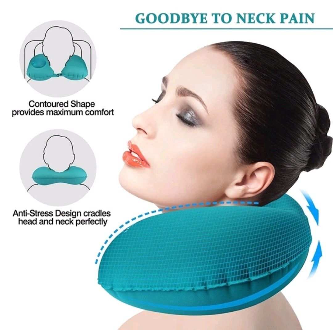 Foldable Inflatable Travel Air Pillow UShaped Neck Cushion Travel Neck