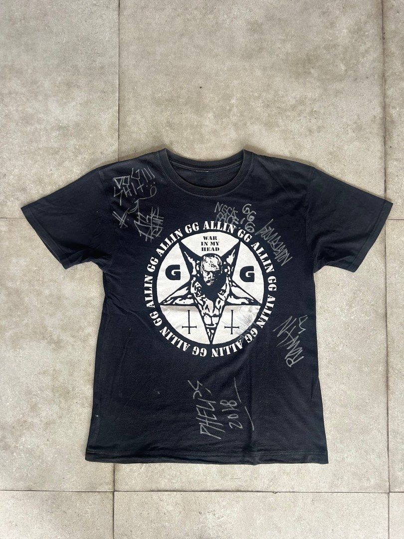 GG ALLIN T shirt full signature thrasher skate rock crew phelps ishod rowan neckface trujillo and many more