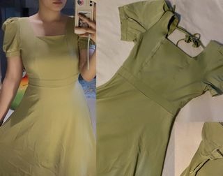 Green puff dress