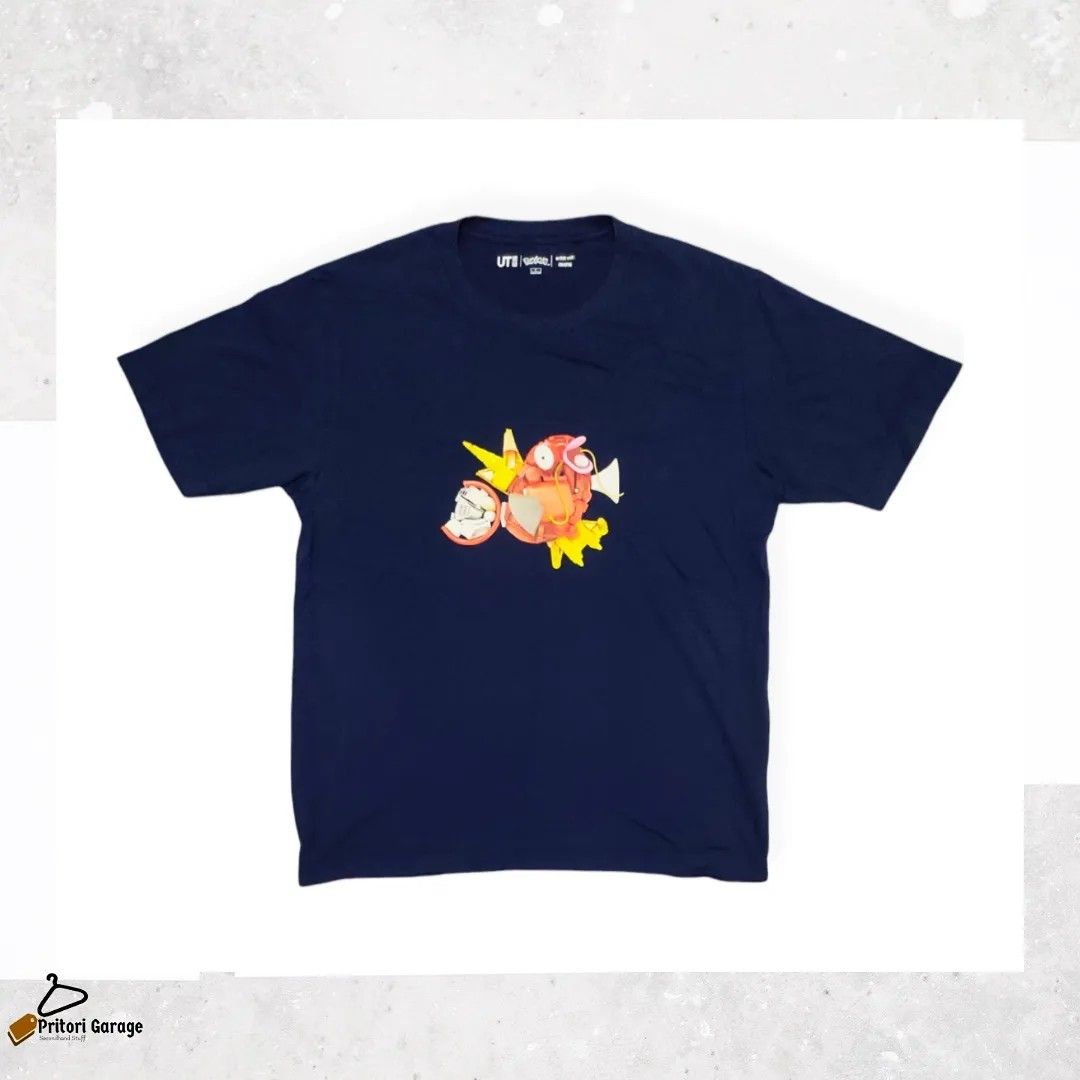 Kaos T shirt Graphic Pokemon X Uniqlo Magikarp Dark Navy Color Vintage