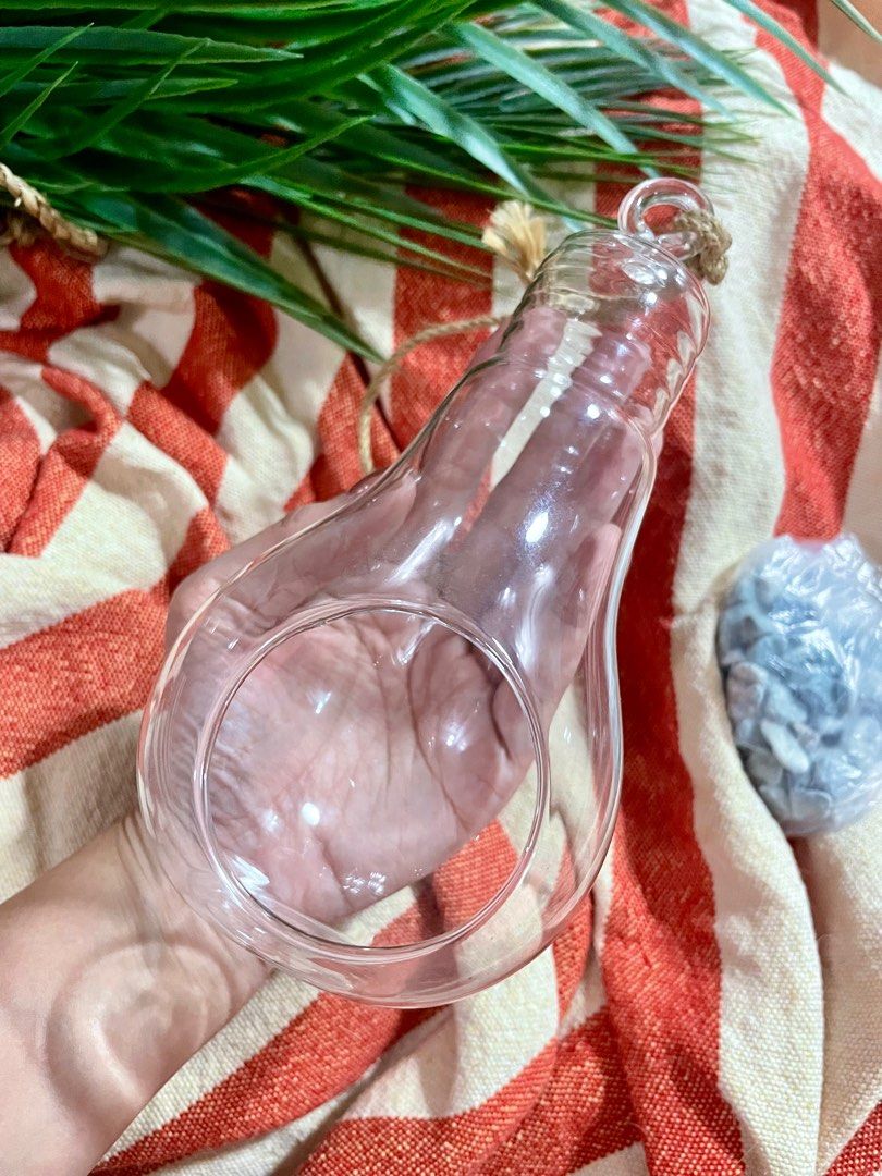 Light bulb glass container for airplants (Category: Gardening Tools & Ornaments) located in Paranaque City. Submitted by cngaya (Listing ID 1306613649, Image 2). Description: New and never used. I was thinking of growing airplants, but i have a nack for growing cacti. Comes with natural rope to hang the piece and gravel to add to the beauty of the whole look. Feel free to message for questions and photos. Please take into account that I am not a 