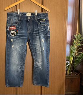 low rise jeans vintage style patches