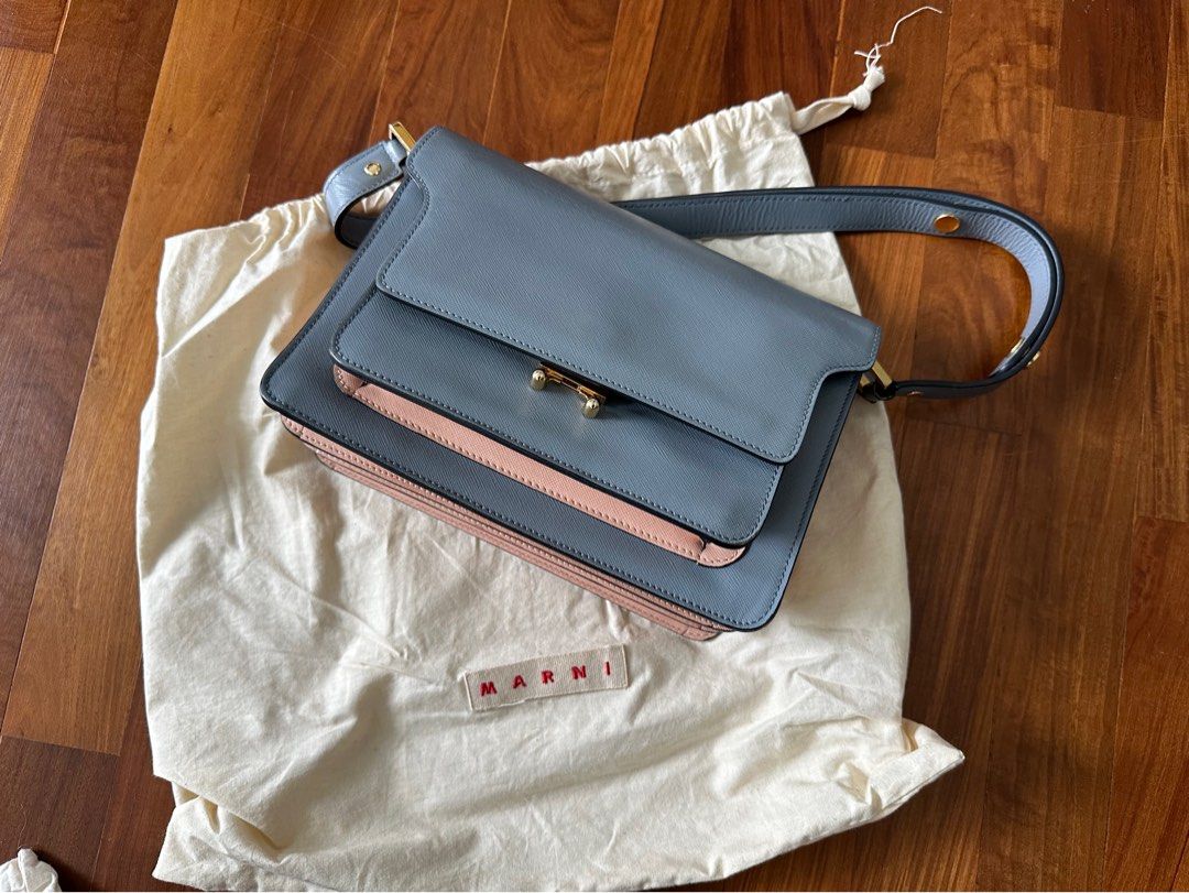 Marni trunk medium leather shoulder bag online