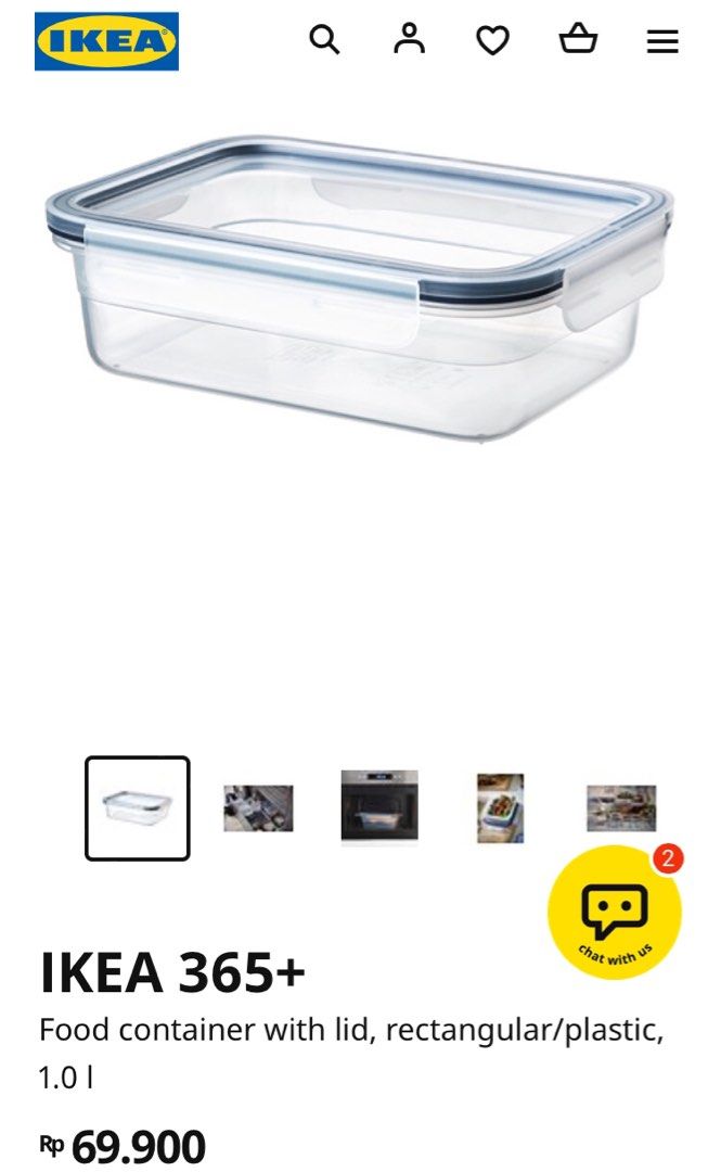 (NEW) IKEA 365+ Food Container 1 Liter Kotak Makan Plastik dengan Tutup