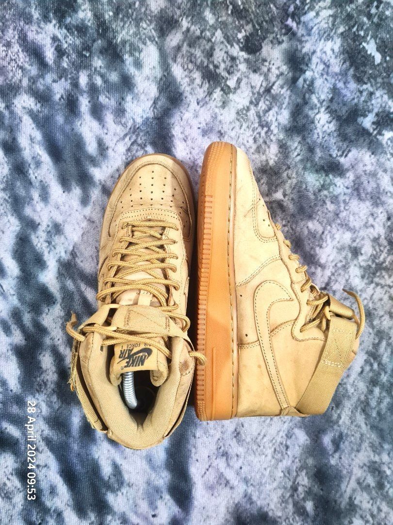 Nike Air Force 1 Hi Flax Wheat 6UK 25cm Women s Fashion Footwear Sneakers on Carousell
