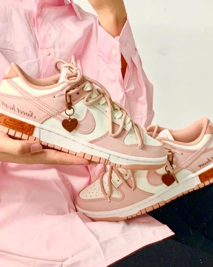 Nike Dunk Low Customized Sweet Heart Rose Whisper Women s Fashion Footwear Sneakers on Carousell