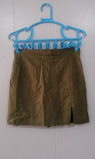 Olive green Mini Skirt and Blouse Set