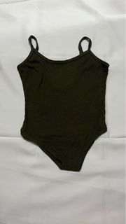 Olive green one piece swimsuit or tank top