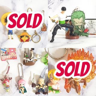 One Piece Assorted Figures Keychains and Merch (7pcs Take All) Luffy Zoro Sanji Chopper Monet Rebecca Smoker
