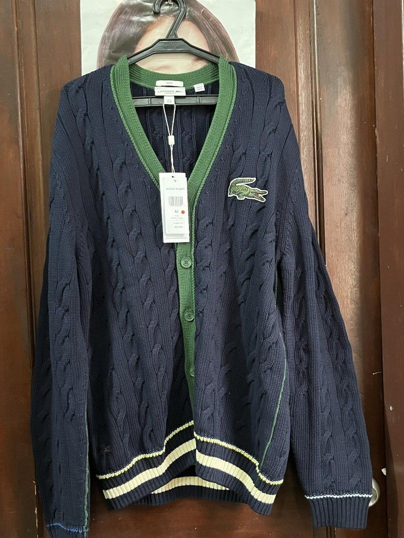 Original Lacoste Knitted Jacket Sweater Cardigan (Category: Coats, Jackets and Outerwear) located in Cebu City. Submitted by wengyoutian (Listing ID 1306604050, Image 1). Description: Original straight from Canada. size Medium in the photo can fit up to XL. unisex. extra jacket/cardigan/sweater. tags intact pa. slightly negotiable. brand new! never worn :) no COD, no return or refund..
