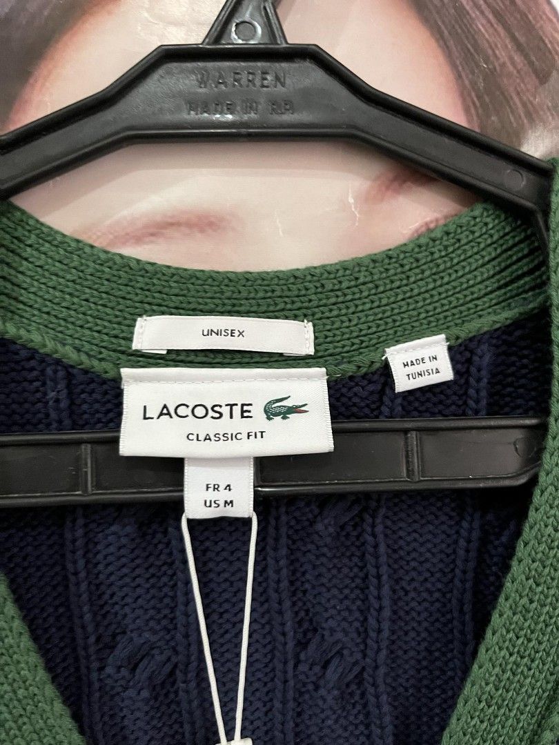 Original Lacoste Knitted Jacket Sweater Cardigan (Category: Coats, Jackets and Outerwear) located in Cebu City. Submitted by wengyoutian (Listing ID 1306604050, Image 3). Description: Original straight from Canada. size Medium in the photo can fit up to XL. unisex. extra jacket/cardigan/sweater. tags intact pa. slightly negotiable. brand new! never worn :) no COD, no return or refund..