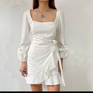 Princess Polly White Long Sleeves Linen Dress