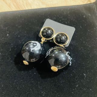 Purchased Abroad! Coco Chanel Black Vintage Coco Earrings