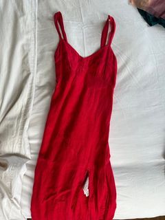 Red linen zara dress
