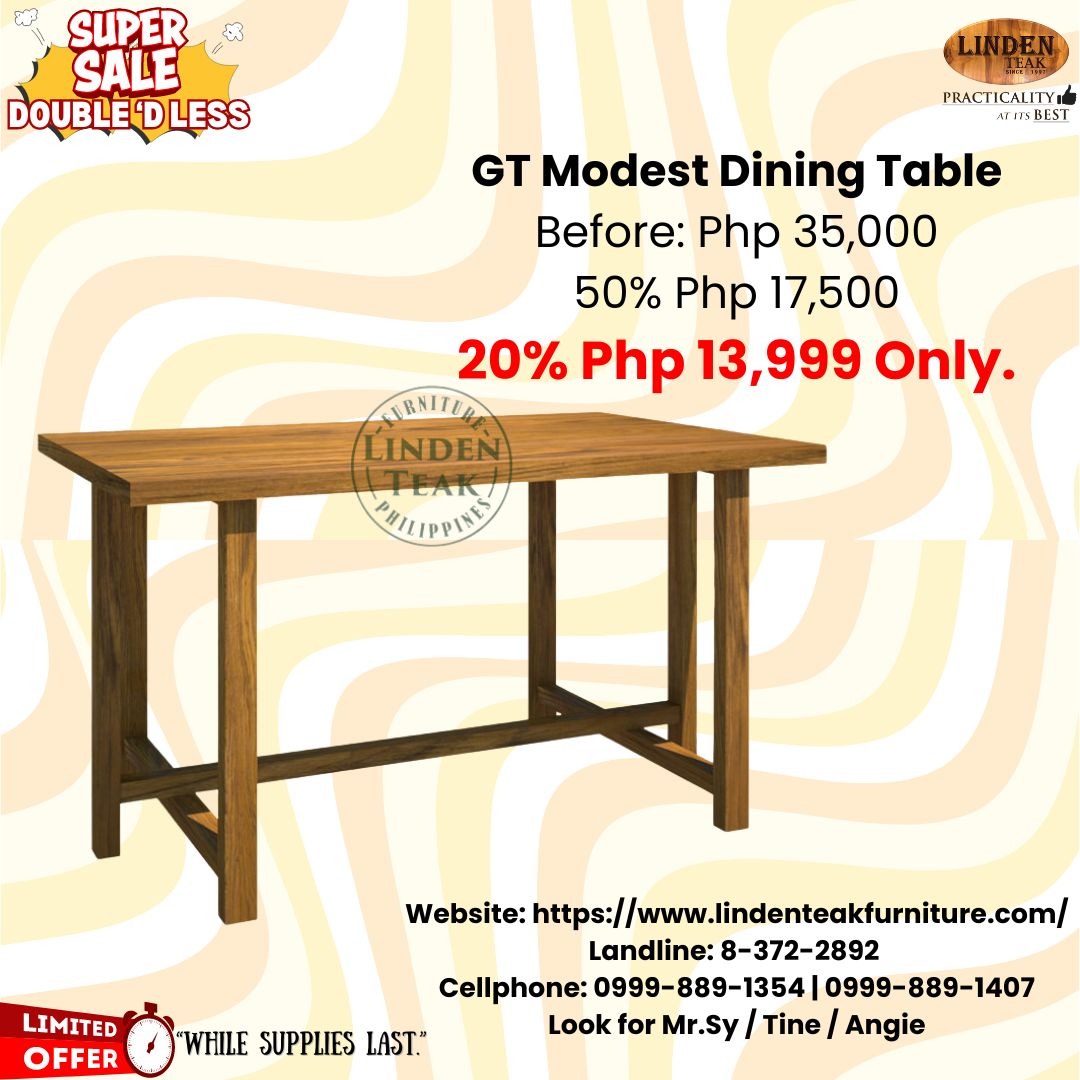 Solid Teak Wood Modest Dining Table Better Than Tanguile, Molave