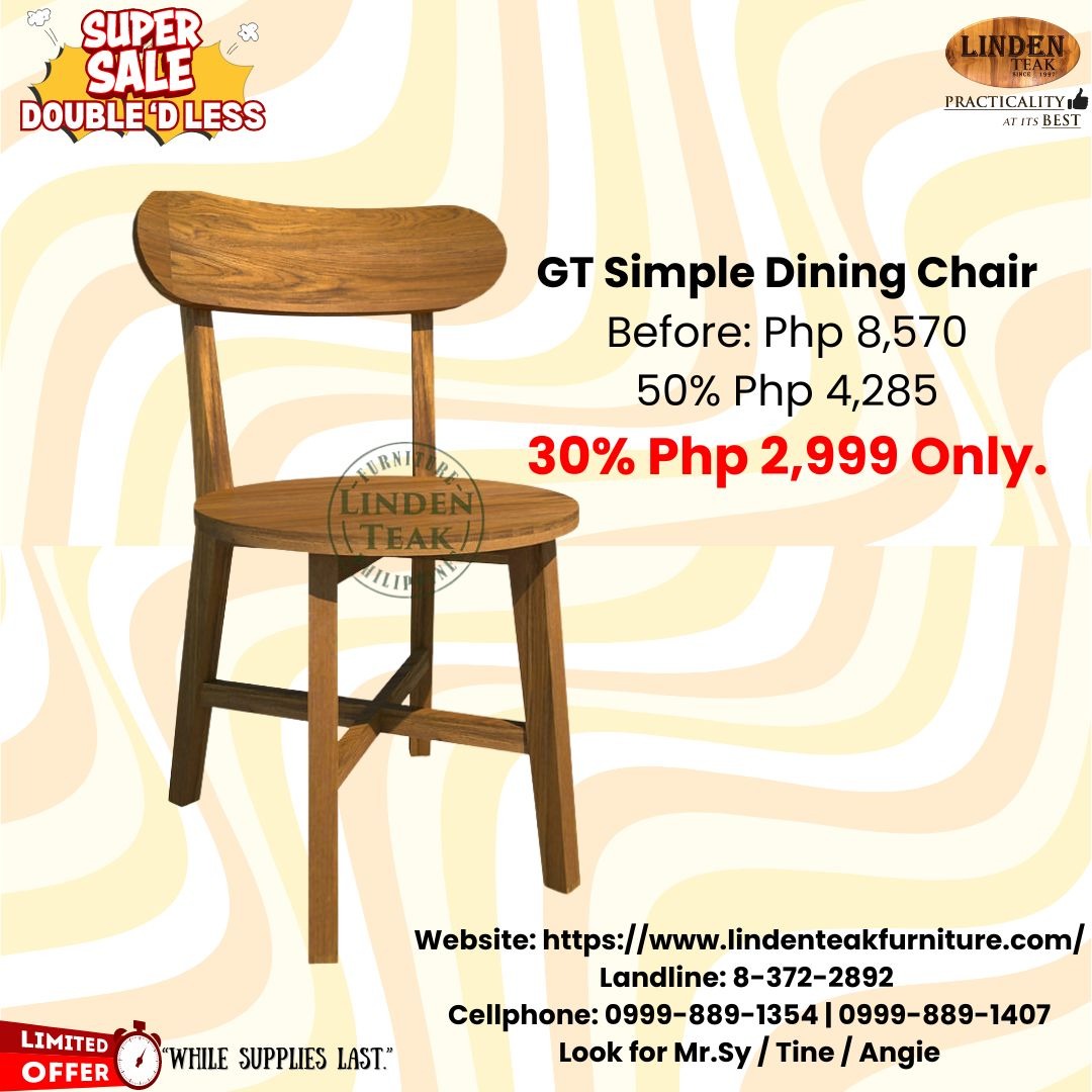 Solid Teak Wood Simple Chair Better Than Tanguile, Molave, Acacia