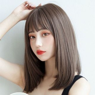 Straight Wig with Bangs Cool Brown