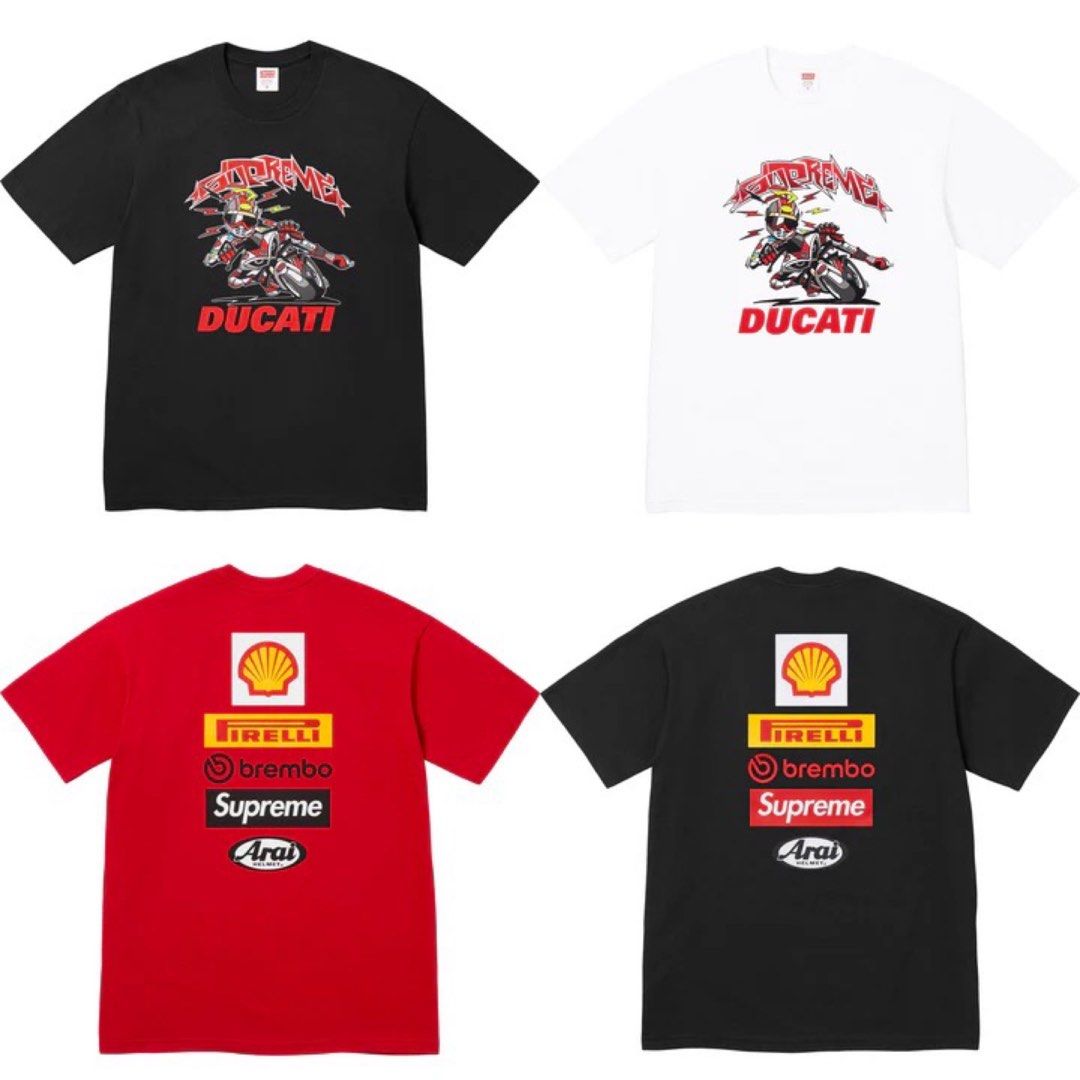 Supreme x Ducati bike logo tee t-shirt, Men's Fashion, Tops