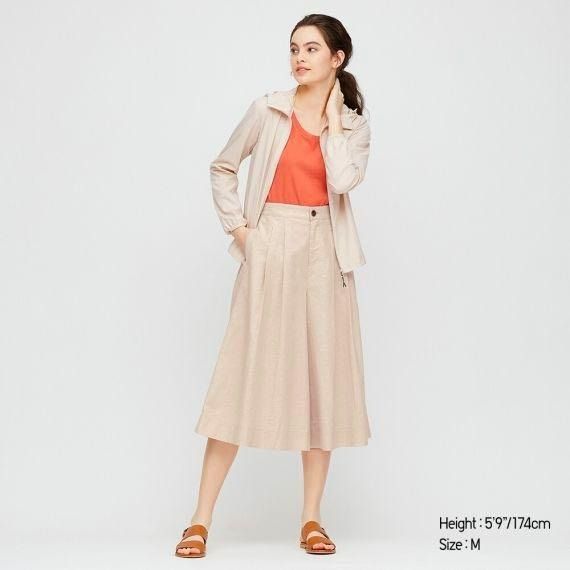 Uniqlo linen cotton wide cropped pants top
