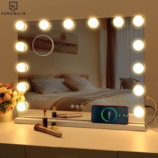 vanity makeup mirror 15 light bulbs with bluetooth speakers